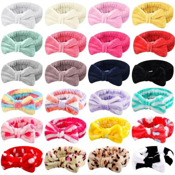 WILLBOND 24 Pack Spa Headband Bow Hair Band Facial Makeup Headband 24 Styles - Picture 1 of 8